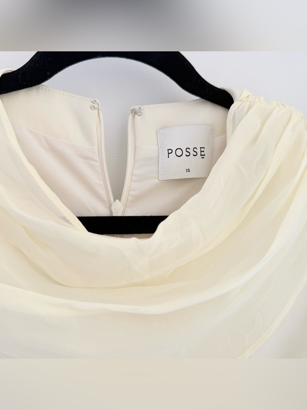 POSSE - Cream Solene Mini Dress with Draped Neck - Picture 7 of 10
